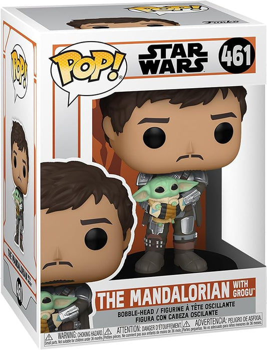 POP Funko Star Wars: The Mandalorian - Mandalorian (Din Djarrin) Holding The Child (Grogu), Multicolor