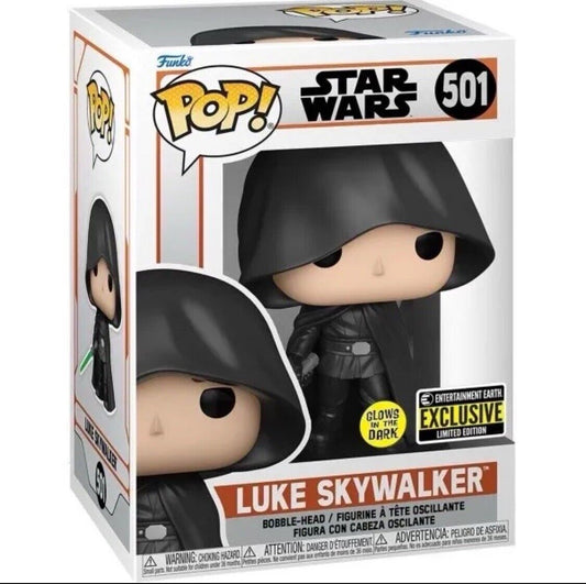 Funko Pop Star Wars Luke Skywalker 501 Glow-In-The-Dark EE Exclusive Bobble-Head USED SLIGHT CREASE ON THE LID